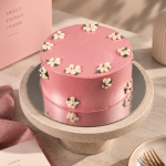 Pink Cake With Flowers Design