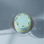 Baby Blue Cake With Flowers Design