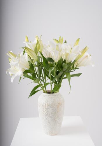 White Lilies in Custom Vase Selection