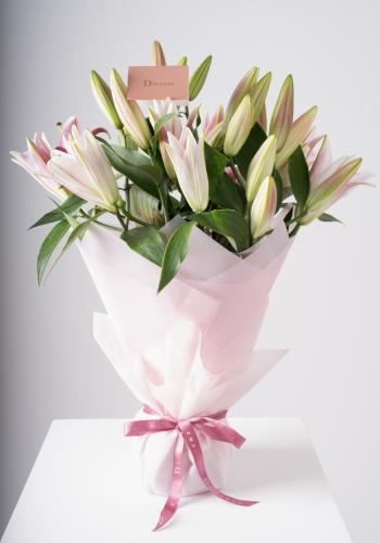 Pink Lily Bouquet with Custom Wrapping