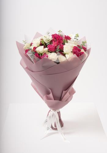 Crimson Frost - Spray Rose Bouquet with Eucalyptus