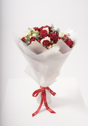 Scarlet Cloud - Spray Rose Bouquet with Eucalyptus