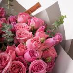 Soft Pink - Spray Rose Bouquet with Eucalyptus