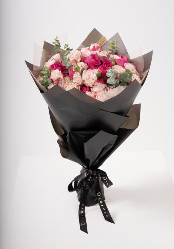 Fuchsia Kissed Pink - Spray Rose Bouquet with Eucalyptus