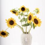 Sunflowers in White Textured Ceramic Vase