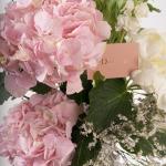 Luxury Pink Glass Vase with Hydrangeas & Seasonal Florals